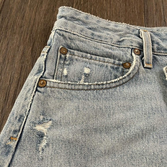 Agolde Criss Cross Asymmetrical Denim Mini Skirt. - Picture 6 of 10